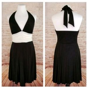 Ruby Rox M Black White Ruched Empire Halter Dress